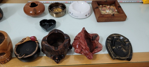 Cenicero Tallado Antiguo Cacique Figura Rostros Colección Vr 0