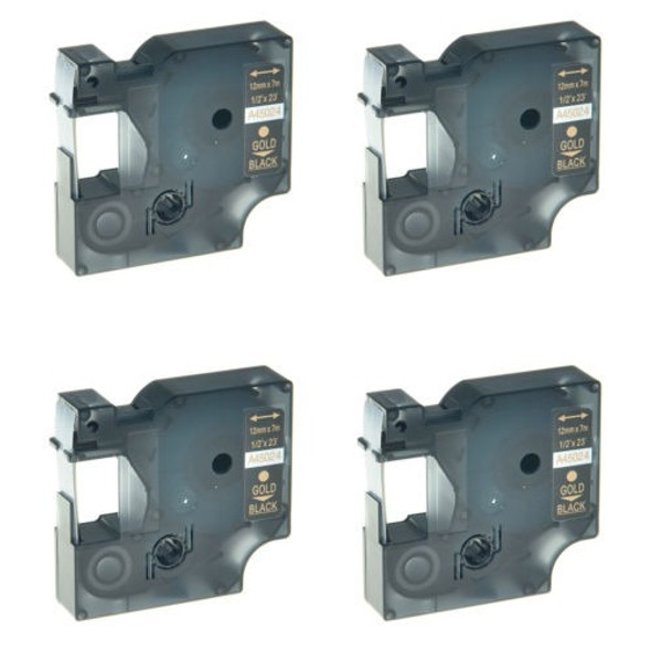 4pk 45024 Oro En Etiqueta Negra Cinta Para Dymo D1 Labelpoin 0