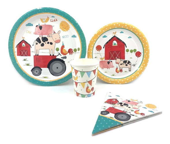 Plato Mi Granja 18 Cm X 10 Unidades - Cotillón - Cumpleaños 1