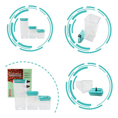 Kit Organizador Hermético Dubai Verde Tiffany 5 Litros 0