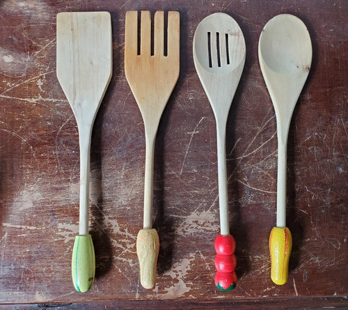 Juego De Menage Cocina Vintage  (x4) Madera / Años 80 0