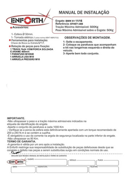 Engate Reboque Bmw X1 2011 A 2015 Instalação Zero Furo 1