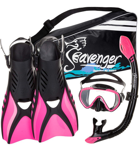 Diving Snorkel Set Negro Silicio  Rosa L 0