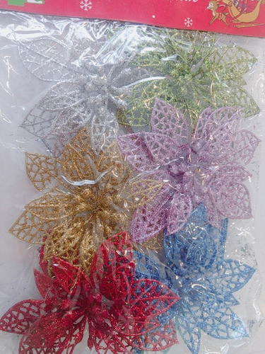 Flor Navideña Estrella Mini X 6 Und Multicolor 0