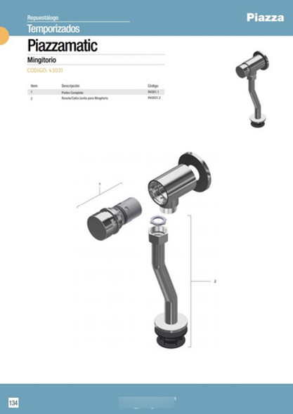 Válvula Descarga Mingitorio Temporizada Piazza Matic 43031 1