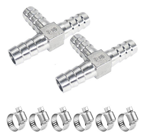 Conectores De Acero Inox De 3 Vias Para Mangueras 1/2 2u 0