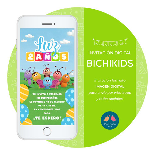 Invitación Digital Imagen - Bichikids (modelo 1) 0