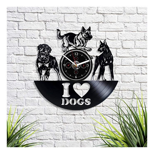Reloj De Pared Con Diseño De Perro Con Texto "i Love D. 1