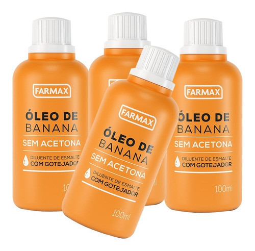 Óleo De Banana Diluente De Esmalte = Kit Com 4 = 100ml Cada 0