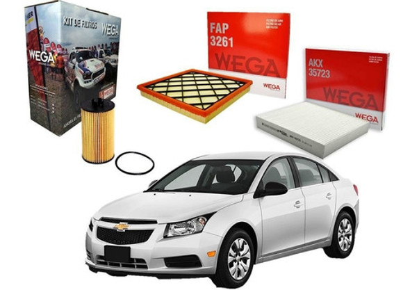 Kit Wega 3 Filtros Cruze Lt / Ltz 1.8 16v 2010 /18 Maranello 0