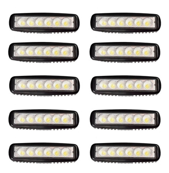 Kit 10 Faros Barra 6 Leds Luz Auxiliar Accesorio Arenero 0