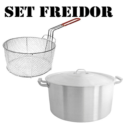 Set Cacerola Aluminio Gastronomica 24 Cm + Canasto Freidor 1