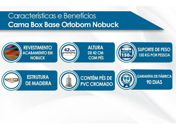 Cama Box Base Solteiro Suede Bege (88x30)ortobom 1