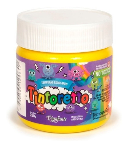 Tempera Tintoretto Lavable 250 Gr No Toxica Color Amarillo 0