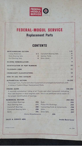 Catalogo Manual Federal Mogul Cojinetes Antiguo 1