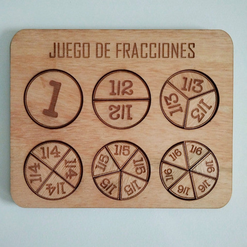 Juego Didáctico De Fracciones Artesanal Madera Oferta 1