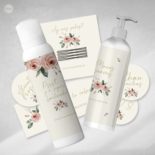 Kit Imprimible Baño Sos Flores Rosas Fondo Beige Tukit 1