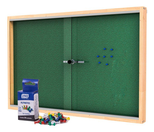 Vitrine Cortiça 90x60 Aviso Fotos Mural - Com Vidro Chave 0