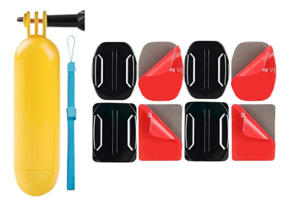 Suporte Adesivo Curvo Reto Gopro Capacete Bastão Flutuante 0