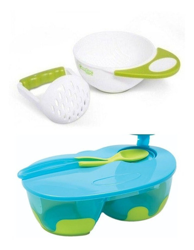 Amassador E Tigela Com Divisória Mega Kit Refeição Do Bebe 0