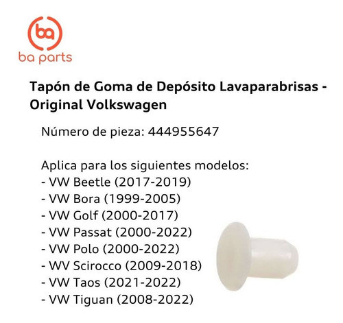 Tapón De Goma De Depósito Lavaparabrisas Bora 2000 Al 2005 1