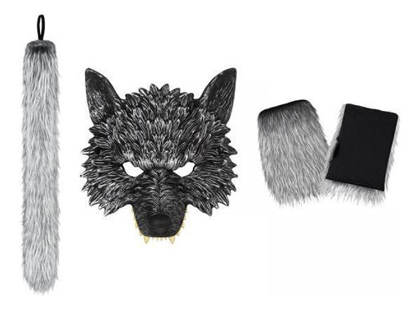 2 Conjunto De Luvas E Cauda De Lobo, Fantasia De Lobisomem 0 2 Conjunto De Luvas E Cauda De Lobo, Fantasia De Lobisomem 0
