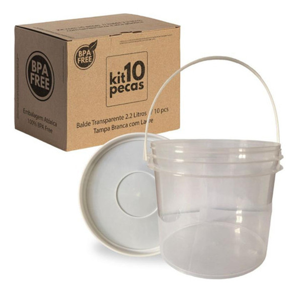 Balde Para Granola Transp 2.2l 10 Pçs 1