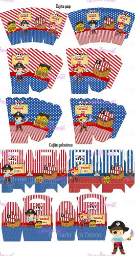 Kit Imprimible Piratas Tarjetas Cumple Candy Bar - 2 Kit 0