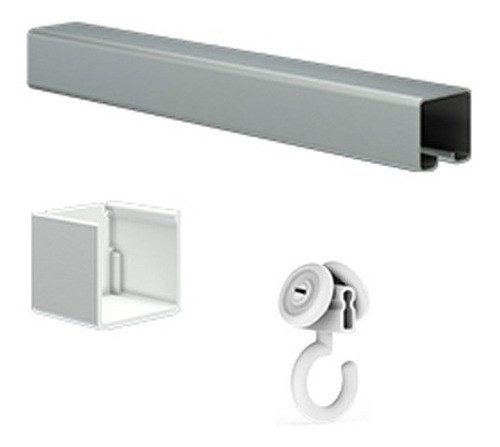 Kit Cortina Sistema De Baño Aluminio 2 Metros Oferta !!! 0