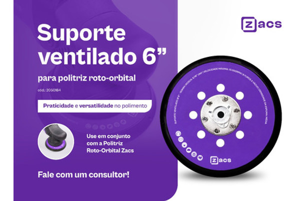 Suporte Ventilado 6  Prato Para Politriz Roto Orbital Zacs 1