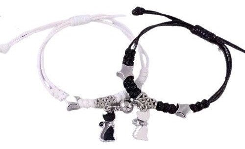 Pulsera Blanco Y Negro Novios Pareja Amistad Gatos 2 En 1 0
