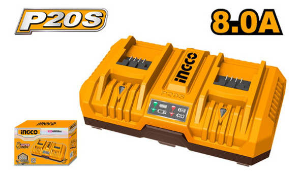 Cargador 20v Doble 8ah Rápido Ingco Fcli2082 - L N F 0