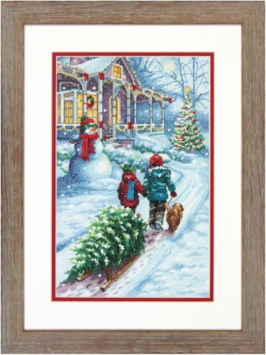 Kit De Bordado Navideño 23cm X 36cm Paño Aida Blanco Cuentas 0