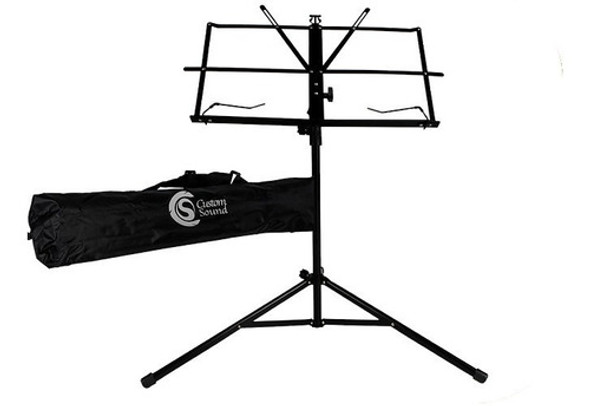 Estante De Partitura Metálica Preta Dobrável Com Bag 0