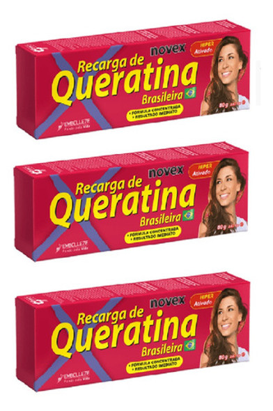 Kit 3 Recarga De Queratina Brasileira Tratamento Capilar 80g 0 Kit 3 Recarga De Queratina Brasileira Tratamento Capilar 80g 0
