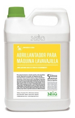 Abrillantador Para Máquina Lavavajillas Seiq X 5 Lts. 0