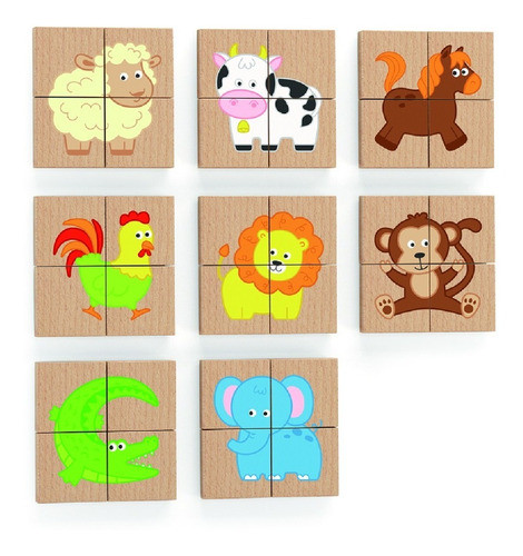 Puzzle Magnético Animales Imantados Para Pizarra Madera 0