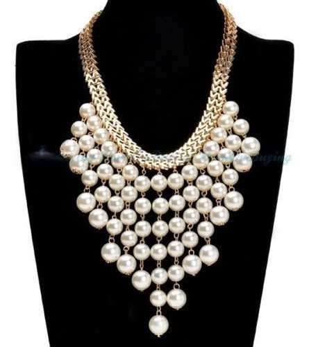 Moda Cadena De Oro Blanco Collar Babero Gargantilla Joyería 0