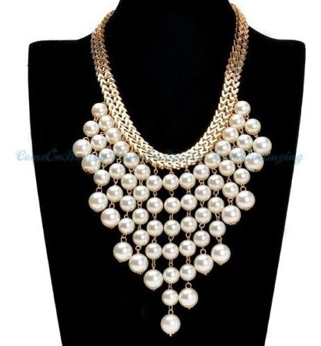 Moda Cadena De Oro Blanco Collar Babero Gargantilla Joyería 1