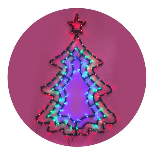 Pino De Navidad 65 Cm Arbol Plano Con Efecto De Luces 0