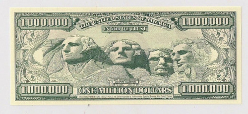 Estados Unidos Billete Fantasia Un Millon 1.000.000 Dolares 1