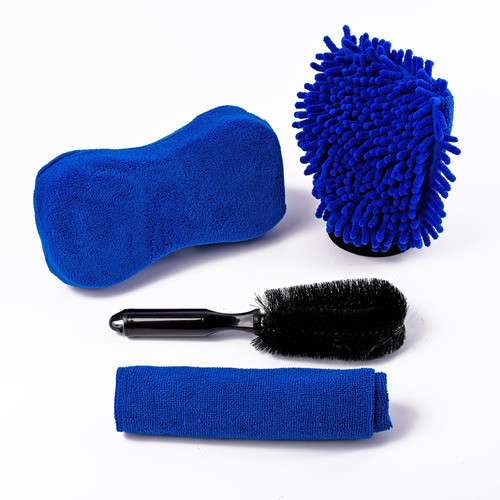 Kit Limpieza Auto X5 Guante Esponja Paño Cepillo 0