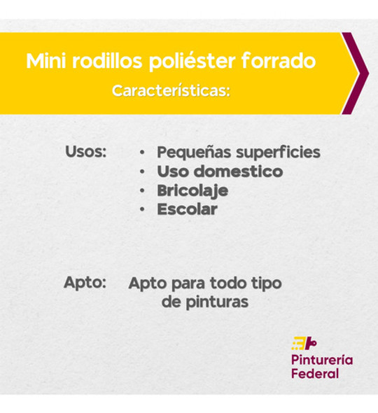 Pack Mini Rodillo Poliéster Forrado 11 Cm X 8 Un. Matezz 1 Pack Mini Rodillo Poliéster Forrado 11 Cm X 8 Un. Matezz 1