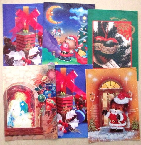 C0254  Cartões De Natal: 6 Cartões Com Envelopes ( Pais E Fi 0