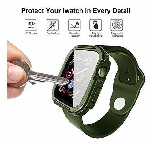 Funda Resistente Para Apple Watch 4 5 6 Se 38 Mm Army Green 1