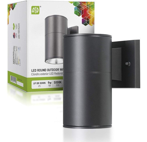 Asd Led Cilindro Moderno Al Aire Libre Luz De Pared 9w (60w 0