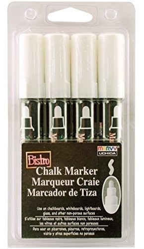 Uchida 4 White Broad Tip Bistro Chalk Marker 0