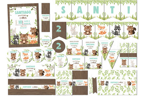 Kit Imprimible Baby Animalitos Del Bosque Textos Editables 0