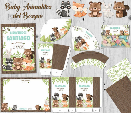 Kit Imprimible Baby Animalitos Del Bosque Textos Editables 1