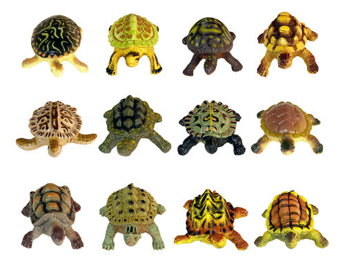 Figuras Animales Mini Tortugas Set X12 Goma Caparazon 0